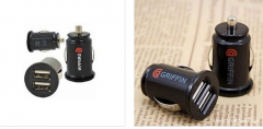 Wholesale Good Price Mini Bullet Dual USB 2 Port Car Charger Adaptor for iPhone5 3G S 4 4G iPod Touch