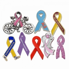 Colorful Ribbon Symble in Different Shape Lapel Pin with Custom Logo