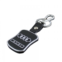 Car Logo Audi Keychain with Black PU Leather in Wholesale