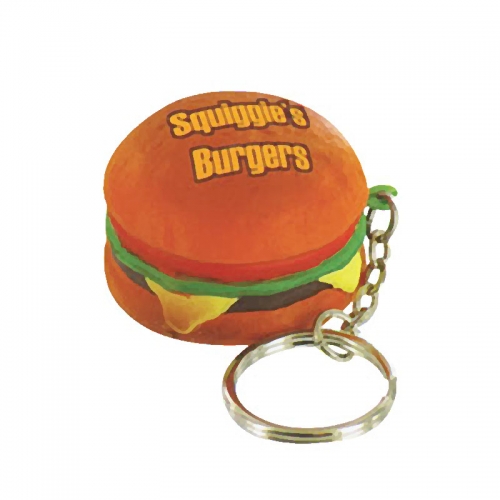 Promotional Hamburger Stress Ball with Keyring