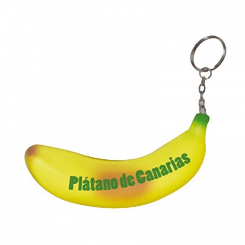 Hot Selling Eco-friendly Logo Printed Banana Stress Ball with Keyring