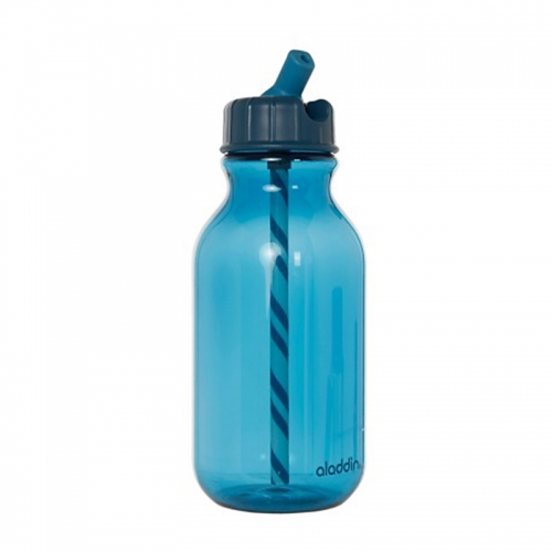 Hot selling BPA Free Cheap Logo Printed 550ml Plastic Water Bottle with Ice Tube with Straw